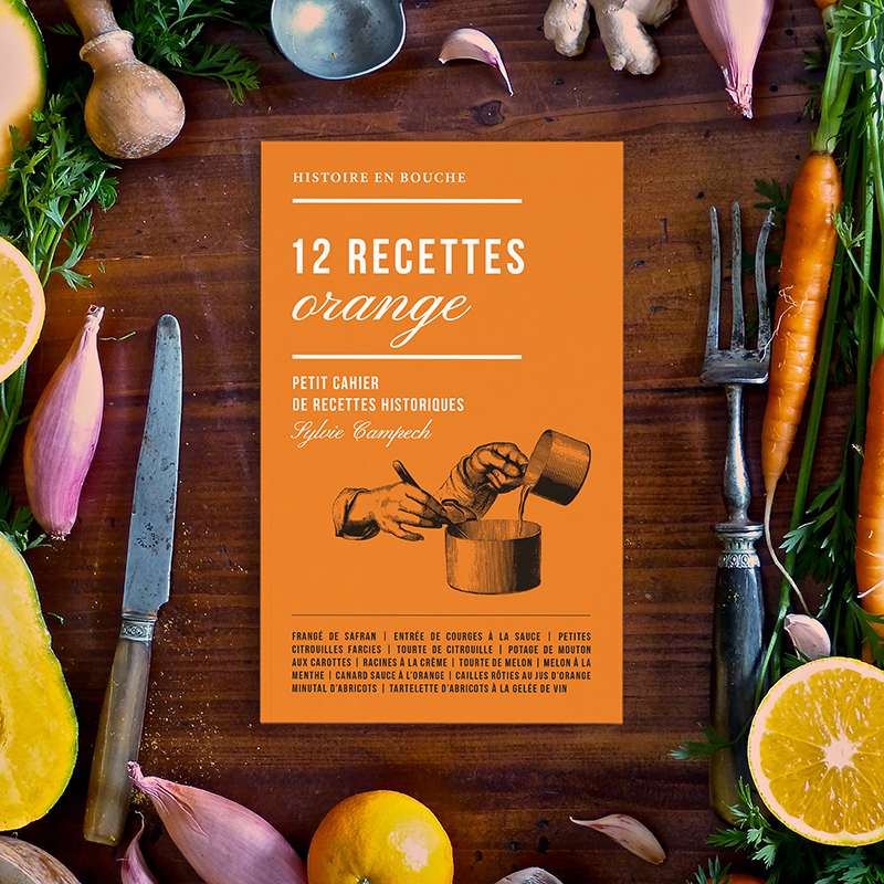 livre-12-recettes-orange-petit-cahier-recettes-historiques-sylvie-campech-cuisine-medievale-antique-renaissance-couverture-mockup