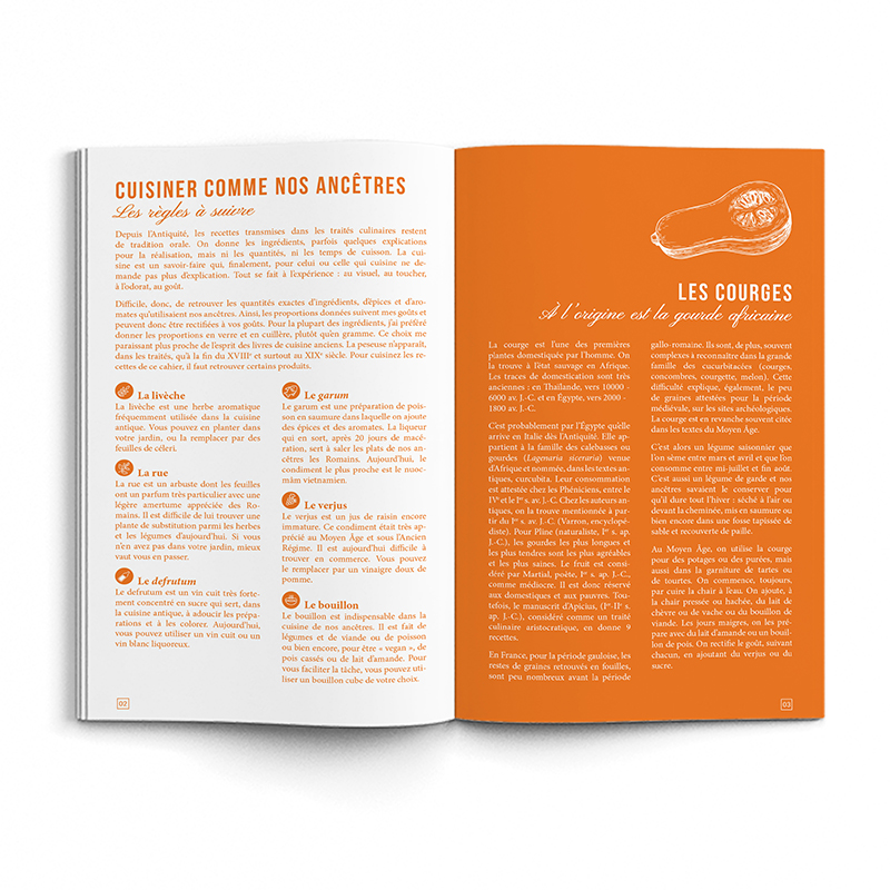 livre-12-recettes-orange-petit-cahier-recettes-historiques-sylvie-campech-cuisine-medievale-antique-renaissance-page-double-intro