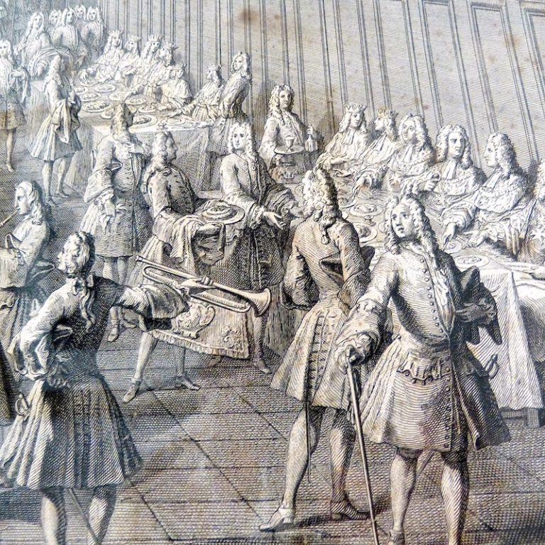 Nicolas Dupuis, Le festin du sacre de Louis XV, gravure Gravure d'un festin royal par Nicolas Dupuis