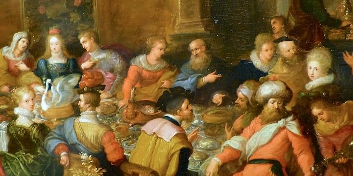 News-Repas-Francken-le-jeune-1581-1642–les-causeries-culinaires-recettes-histoire-cuisine Tableau représentant un banquet au 16e siècle