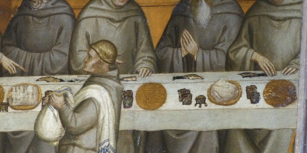 1370-Santa-Croce-Florence-lescauseriesculinaires photo de moines à tables au Moyen Âge.