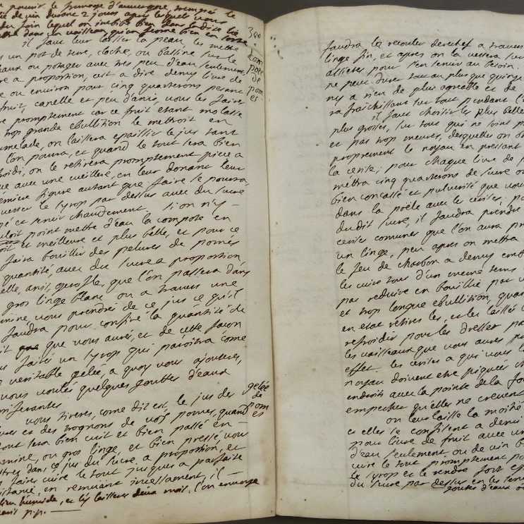 Recette-J.Lestrade-les-causeries-culinaires-recette-fait-maison-saveur-histoire Photo d'une page du livre de raison de JeanLestrade avec une recette recopiée d'après le livre de cuisine de L.S.R.
